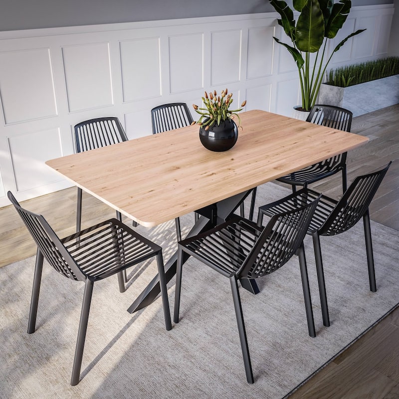 LeisureMod Acken Mid-Century Modern Plastic Dining Chair, Set of 4 - 30.7"