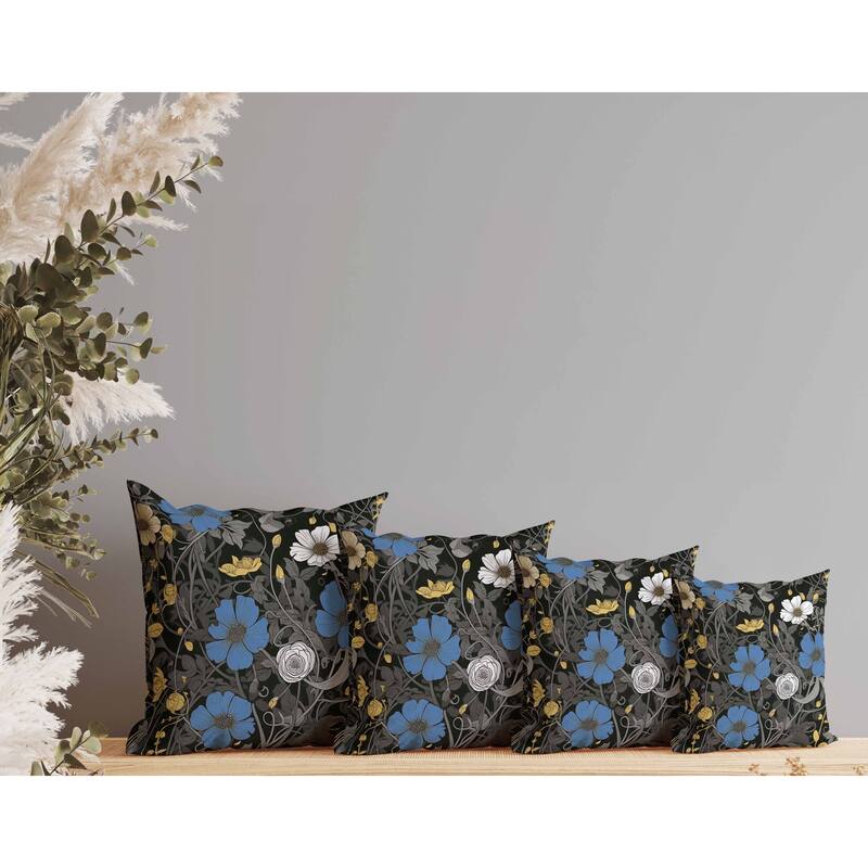 Orchid Overlay Faux Suede Reversible Throw Pillow Black and Blue