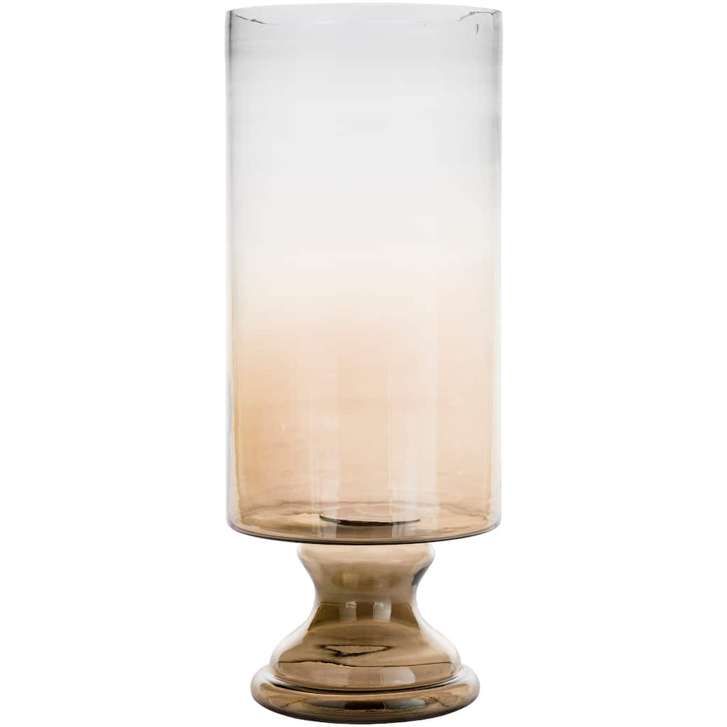 Jordyn Large Ombre Tan Glass Hurricane Vase