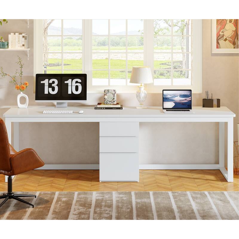 78.7 Inch Extra Long Computer Desk with 3 Drawers for 2 Person