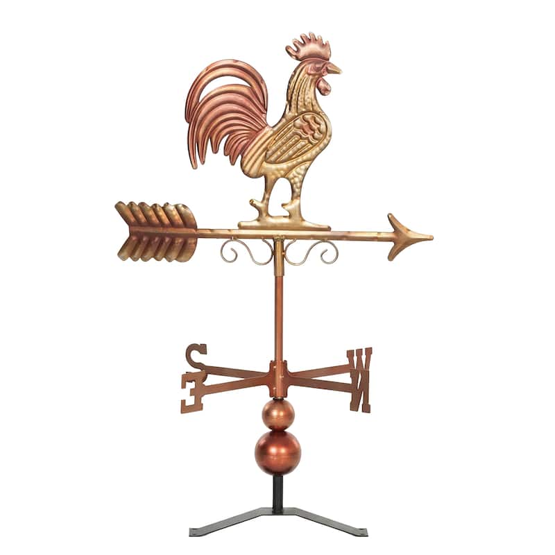 Outsunny Metal Rooster Weathervane, Roof Mount Wind Direction Indicator, Outdoor Weather Vanes