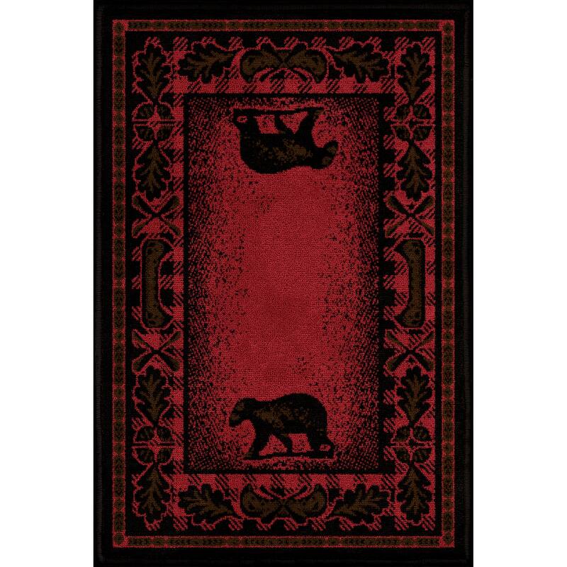 American Destination Woodlands Plaid Lodge Area Rug - 2'2" x 3'3" - Claret