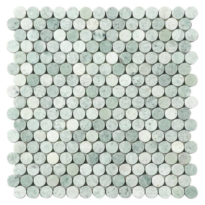 Ming Green Penny Round Mosaic Wall & Floor Tile - Case (10 Sheets)