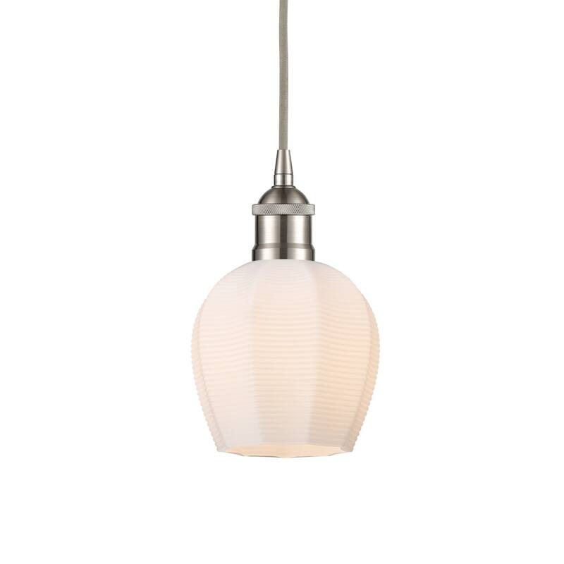 Innovations Lighting 616-1P-10-6 Norfolk Pendant Norfolk 6" Wide Mini - Brushed Satin Nickel / Matte White