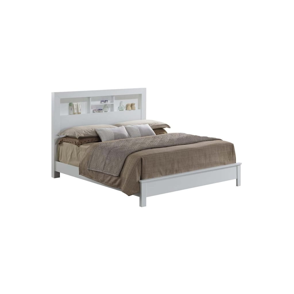 White Full Bed with Transitional Style, Bright Finish and Spacious Frame for Comfortable Bedrooms with Modern Appeal