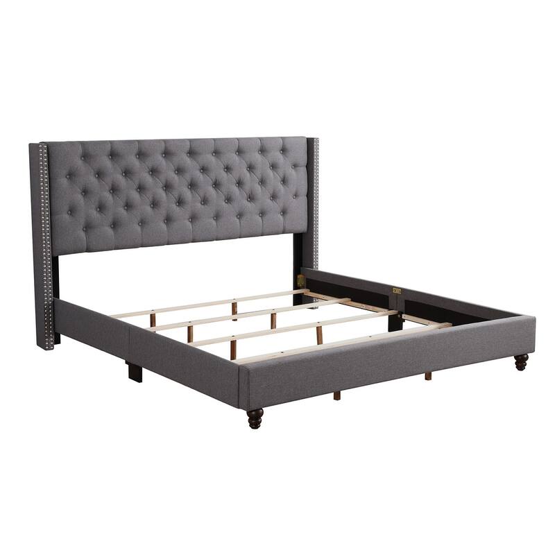 Julie Tufted Upholstered Low Profile King Panel Bed