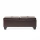 preview thumbnail 8 of 11, Merrill Chocolate Brown Leather Storage Ottoman by Christopher Knight Home