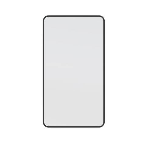 Glass Warehouse 40 in. H x 22 in. W Radius Corner Stainless Steel Framed Mirror