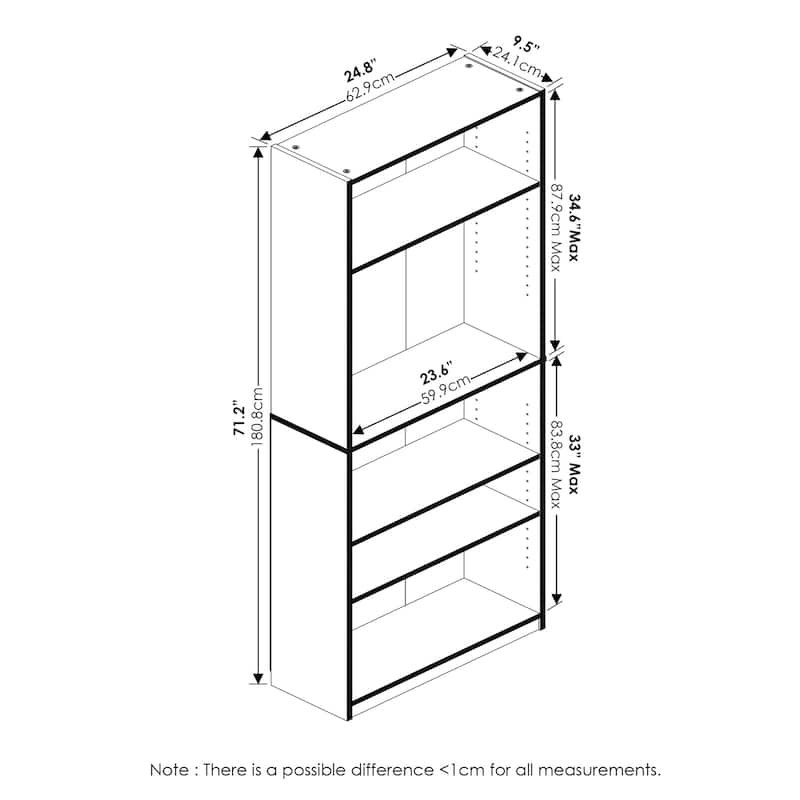 31.5 in. Tall White/Pink Wood 3-Shelf Bookcase