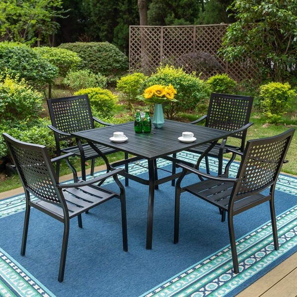 expanded metal patio table and chairs