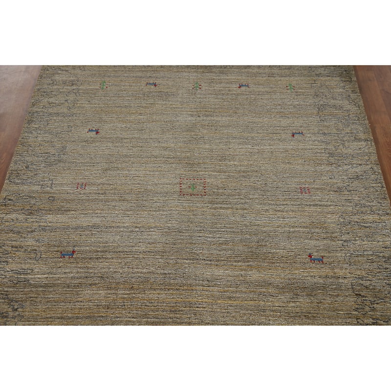 Gabbeh Indian Area Rug Hand-Knotted Oriental Brown Wool Carpet - 5'4" x 7'7"