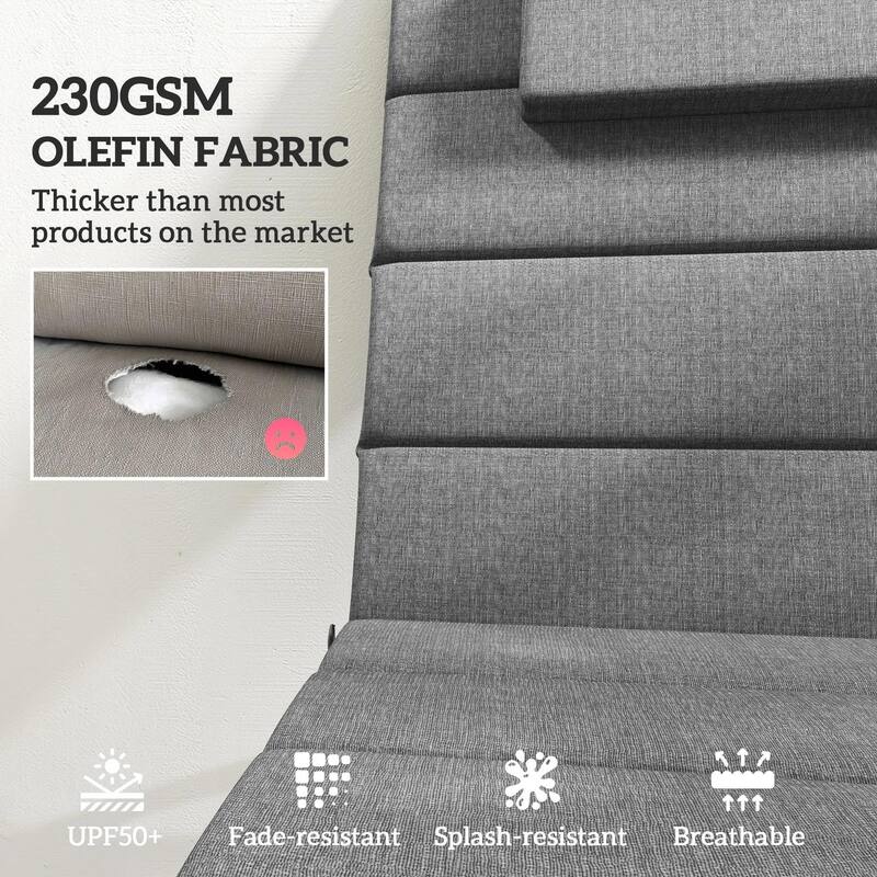 80" x 26" Foldable Lounge Chair Cushions Set of 2, Outdoor UPF50