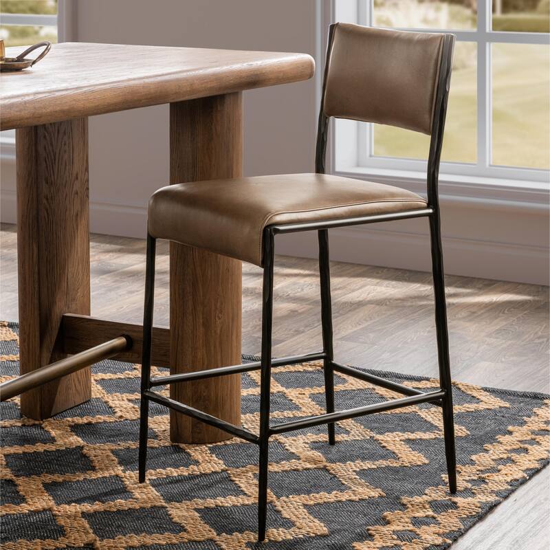 Classic Home Kayne Leather Counter Stool - Sand