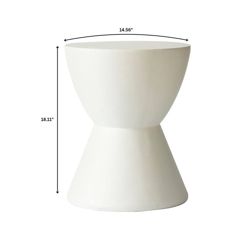 Loft 14-Inch Modern Round Accent Fiberstone Side Table for Indoor Outdoor Patio, Living Room, or Home Office
