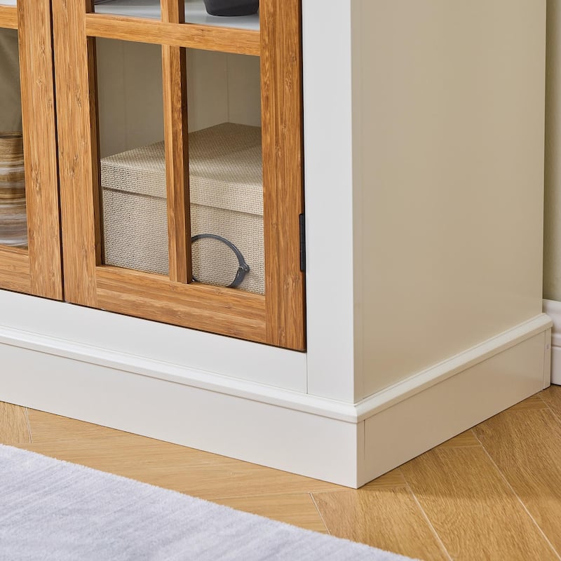 Roomfitters 71.2'' Pantry Cabinet with Glass Door, Farmhouse Display Cabinet with Storage for Kitchen and Hallways