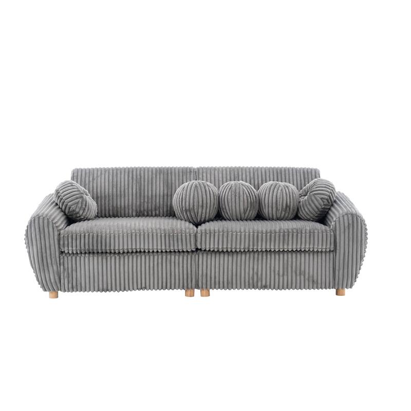 Modern Corduroy 2-Seater Sofa Corner sofa with Solid Wood Frame, for Living Room and Apartment, Grey