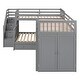 preview thumbnail 13 of 24, Twin-Twin over Full L-Shaped Bunk Bed with 3 Drawers, Portable Desk and Built-in Wardrobe