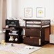 preview thumbnail 1 of 25, Twin Size Low Loft Bed with Rolling Desk, Shelf & Drawers - Compact Design Espresso