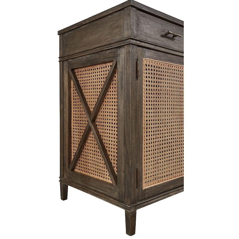 Cambridge 78-inch Open Cane Buffet with Shelves & Drawer Storage