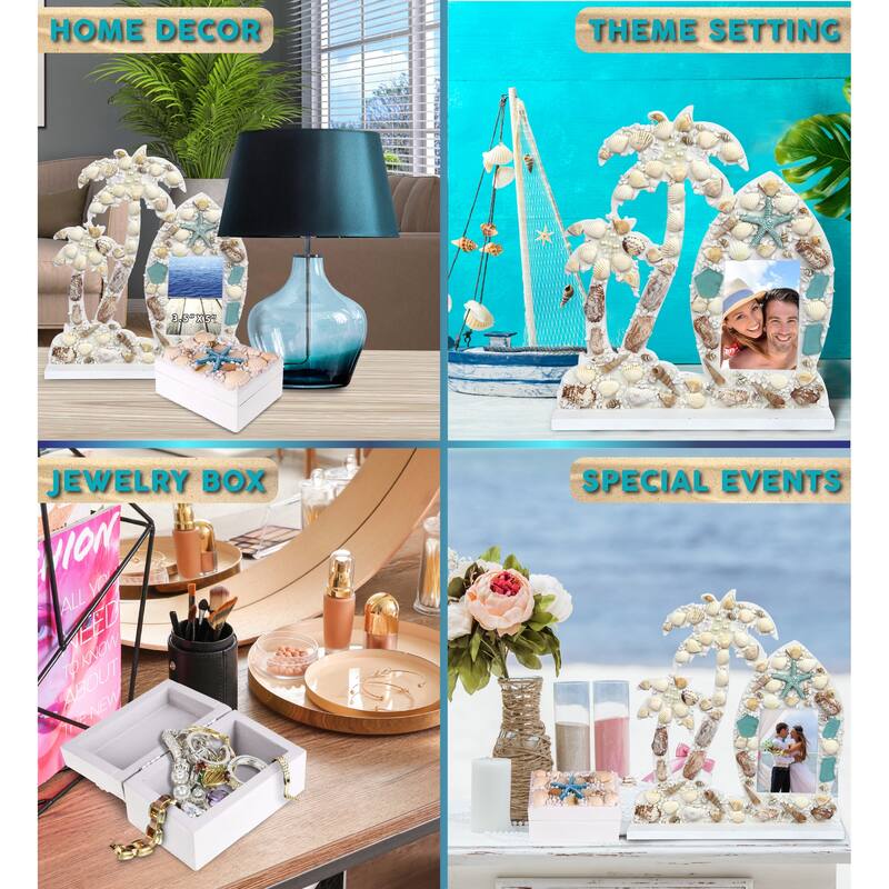 CoTa Global Oceanic Photo Frame and Jewelry Box, 2 Pcs Set - 11.3″Lx2″Wx12.8″H