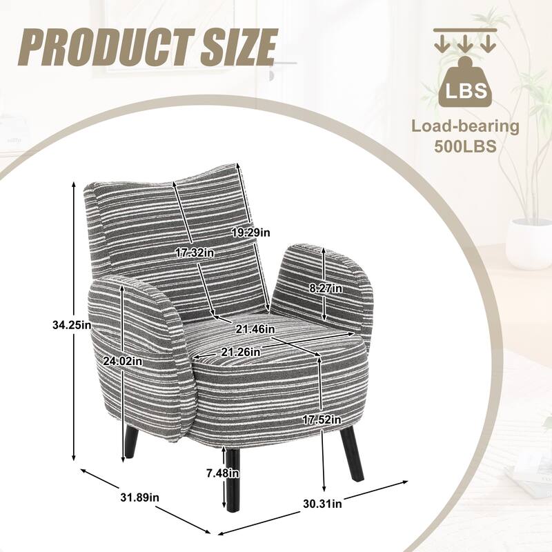 Modern style armchair with sanded fabric