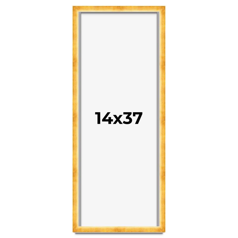 14x37 Shadow Box Frame Gold | 1.625 Inches Deep Real Wood Traditional