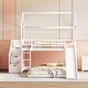 preview thumbnail 2 of 7, White Wooden Twin over Twin Bunk House Bed Frame with Convertible Slide, Storage Stairs, Ladder, Guardrails for Kids, Teens