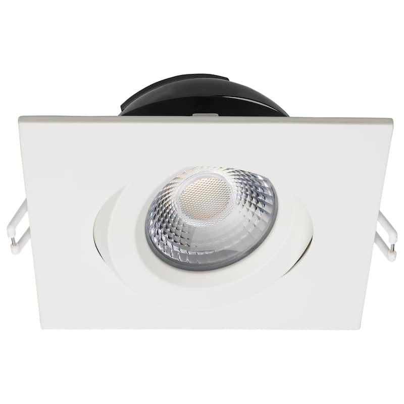 12W LED Direct Wire Downlight Gimbaled 4In CCT Selectable Square Remote Driver White 850L