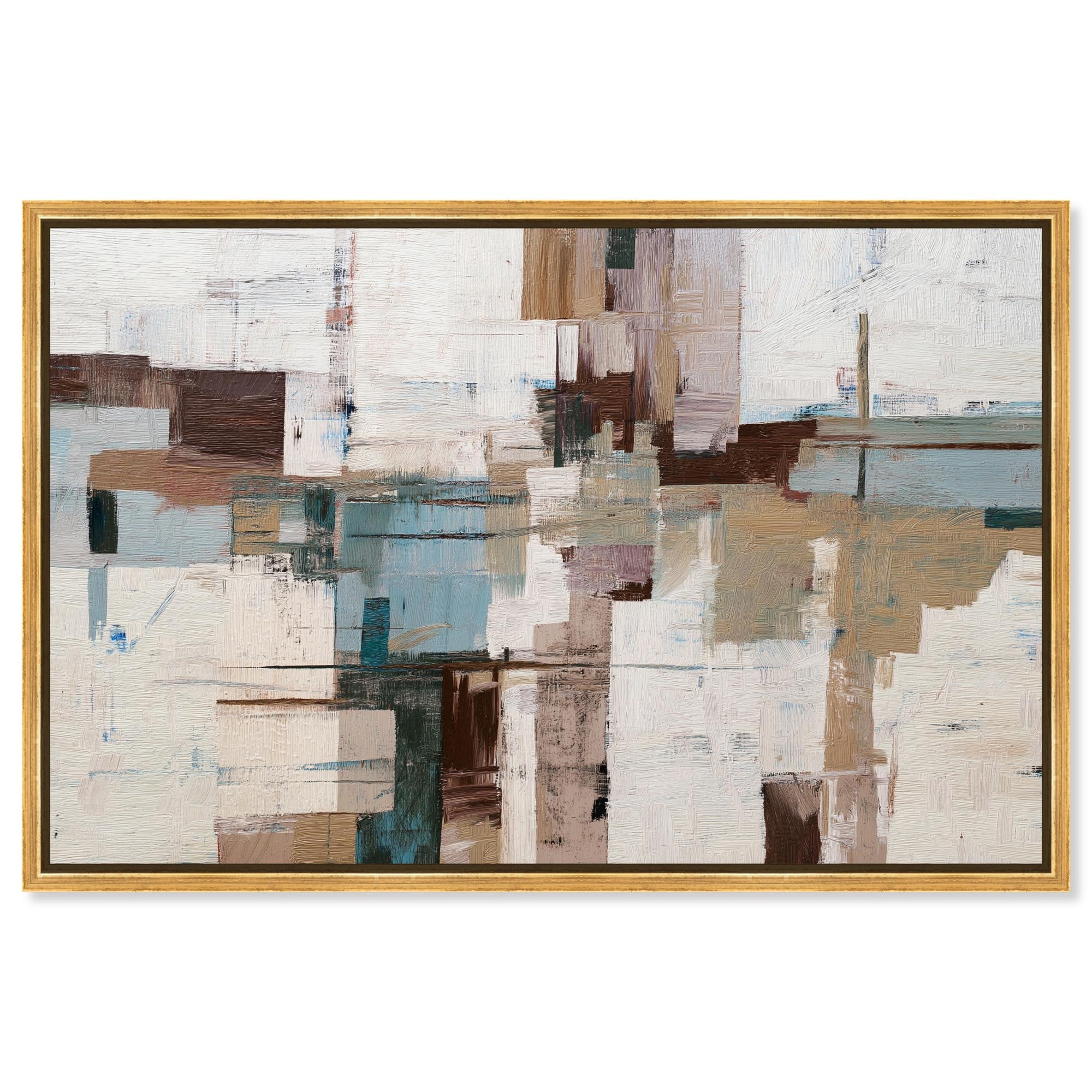 Earth Tone Grid Boho Art Framed Canvas Print by Art Remedy