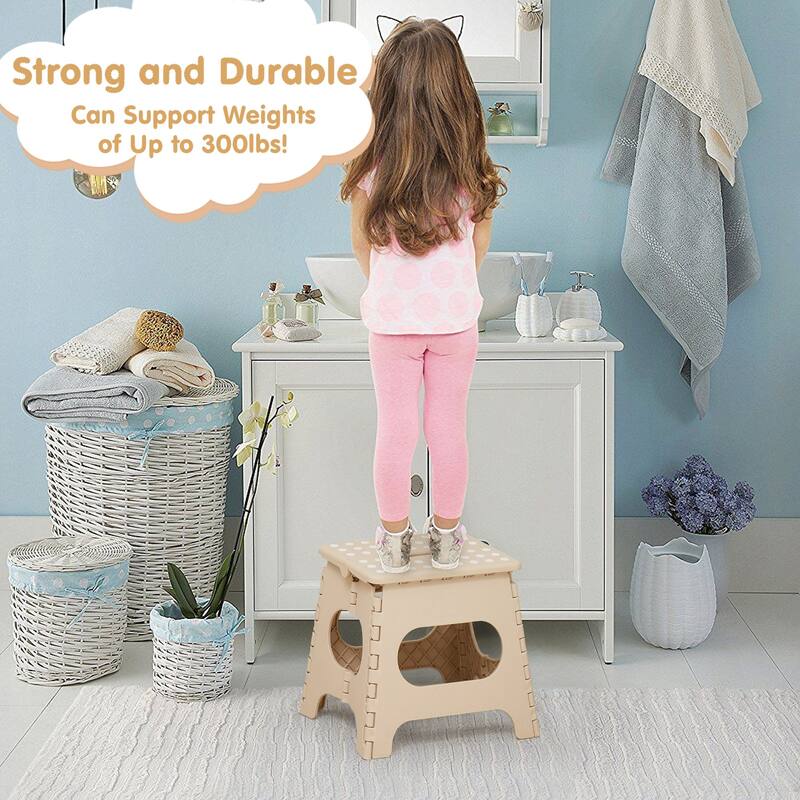 Javlergo 11/13 inch Folding Step Stool, Heavy Duty Plastic Foldable Step Stool for Kids and Adults