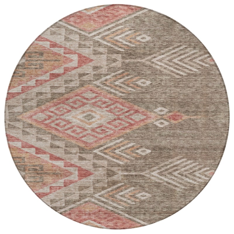 Machine Washable Indoor/ Outdoor Boho Tribal Chantille Rug