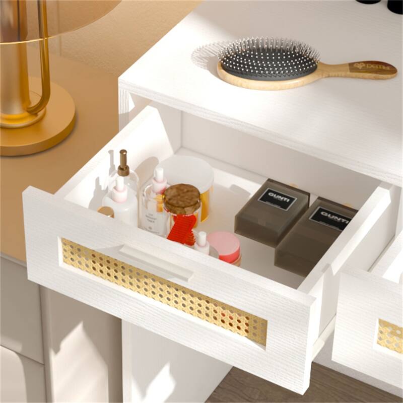 Makeup Vanity with Lights in 3 Colors & Openable Mirror, 4 Drawers