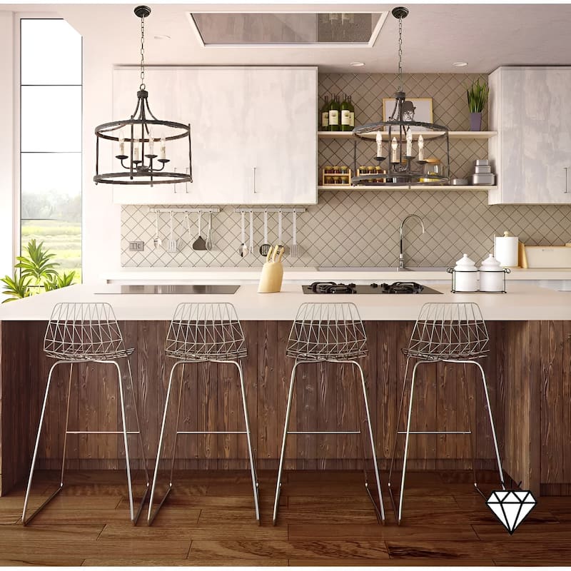 4 - Elegant Antique Rustic Metal Drum Chandelier Farmhouse - Rustic