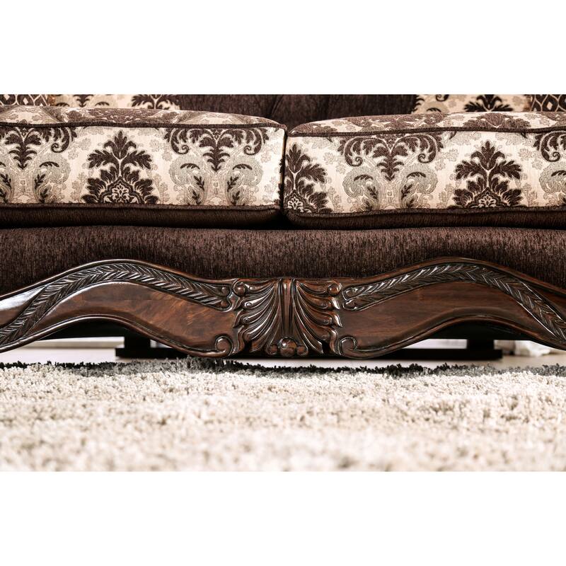 Dayaram Traditional Dark Brown Chenille Loveseat by Gracewood Hollow