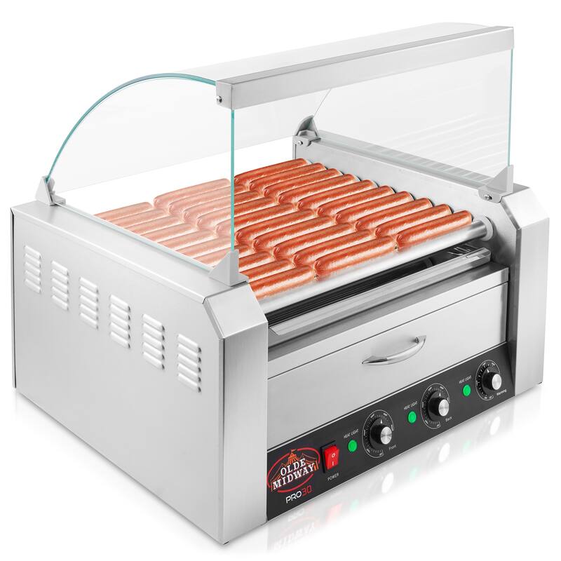 Electric Hot Dog Roller Grill Cooker Machines with Bun Warmer
