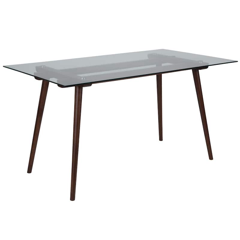 31.5'' x 55'' Solid Wood Table with Clear Glass Top