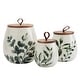 preview thumbnail 1 of 1, Tabletops Gallery 3PC Green Leaf Canisters with Acacia Wood Lid
