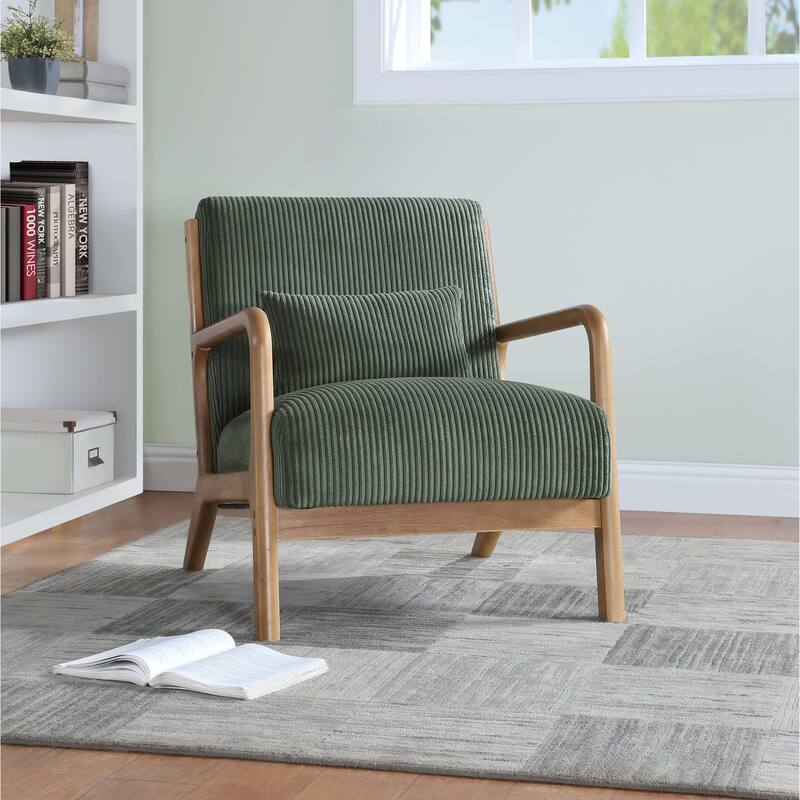 Modern Wooden Lounge Chair, Comfort Living Room Cushion Chair - Frosty Green