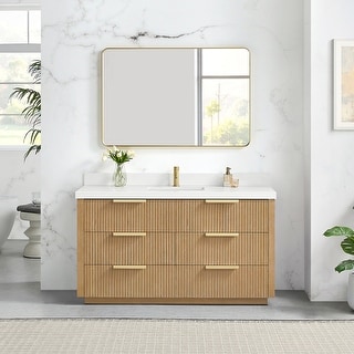Santarem Single Vanity with Pure White Quartz Stone Top without Mirror