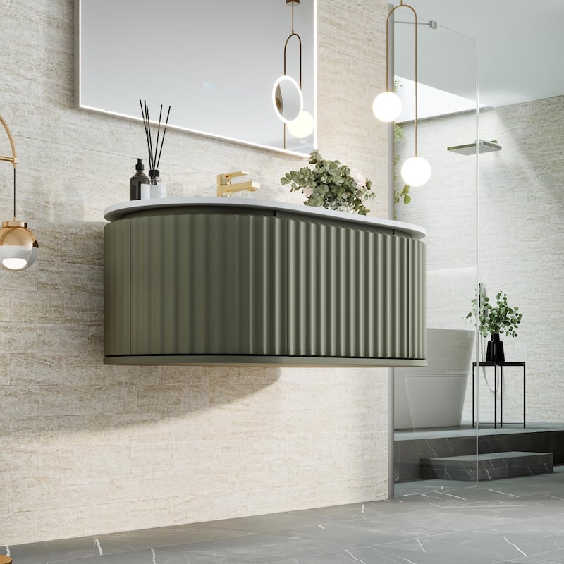 Eviva Haven 39"W Green Wallmount Bath Vanity with Integrated Sink