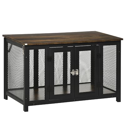 PawHut Furniture Style Dog Crate with Openable Top, Big Dog Crate End Table - Brown
