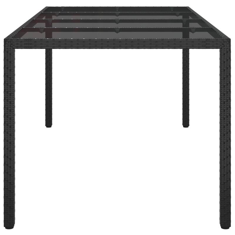 vidaXL Patio Table 74.8" Tempered Glass and Poly Rattan Table Multi Colors - 74.8 x 35.4 x 29.5 in