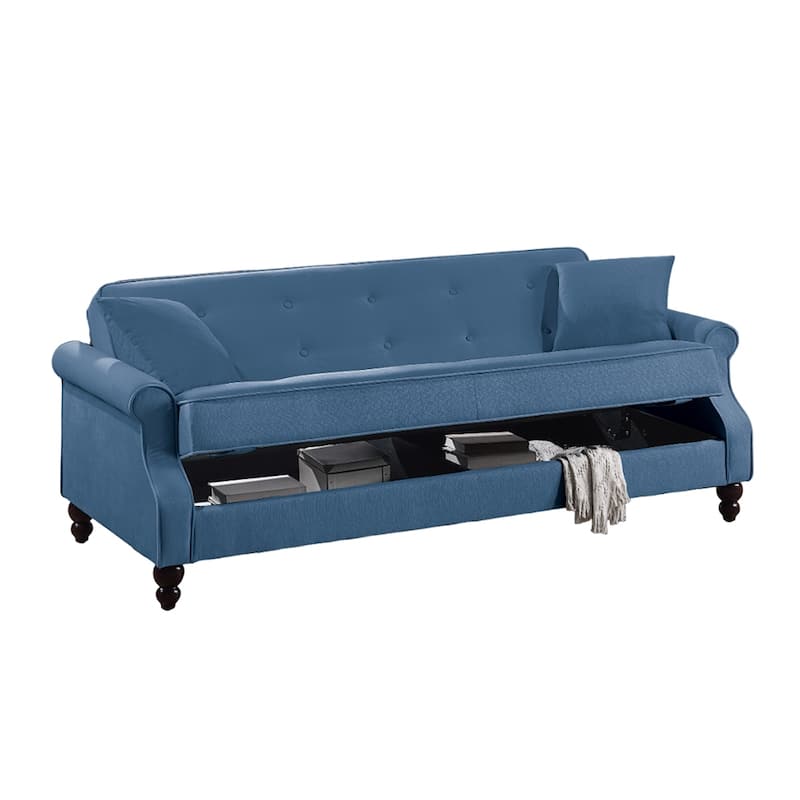Burnt-Out Fabric Upholstered Adjustable Sofa with Storage