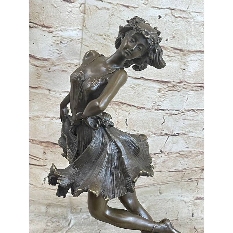 Fantasy Floating Dancer Ballerina Signed Bronze Sculpture Figure 14 Inches X 6 Inches