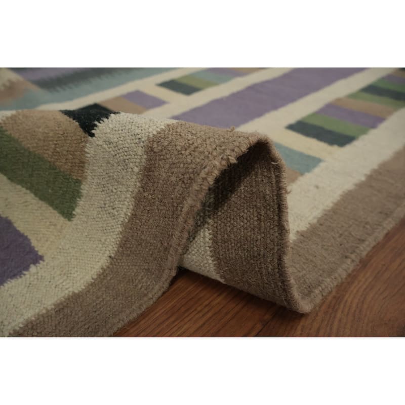 Hand Woven Oriental 100% Wool Carpet Southwestern Modern Multi-Colored Kilim Area Rug - 10' 2'' X 8' 5''