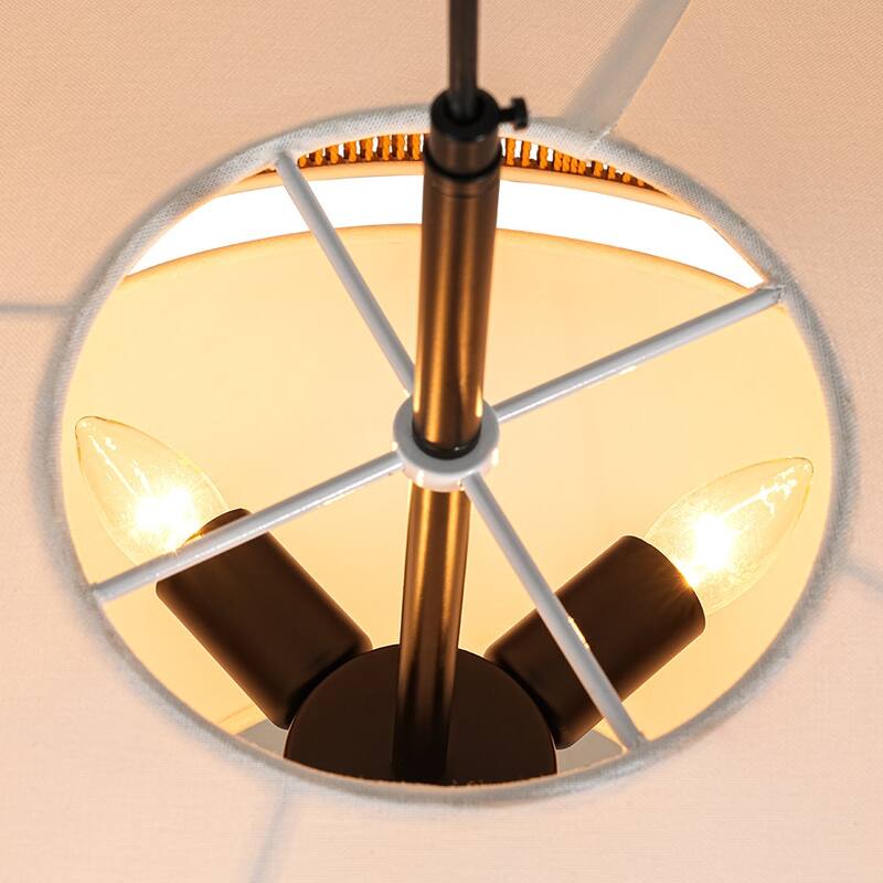 Coastal-style 4-Light Hemp-rope Geometric Linen Fabric Pendant - 33.5 in