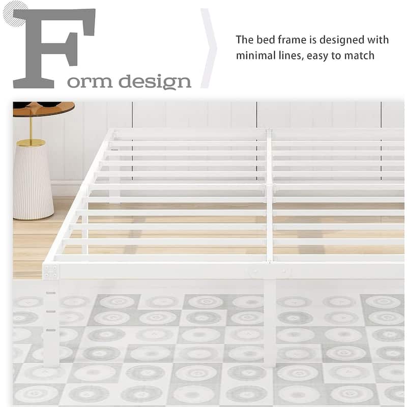 alazyhome 14 inch Metal Platform Bed Frame Steel Slat