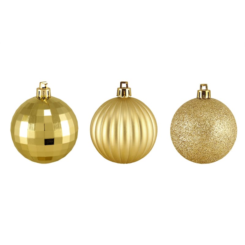 100ct Vegas Gold Shatterproof 3-Finish Christmas Ball Ornaments 2.5"