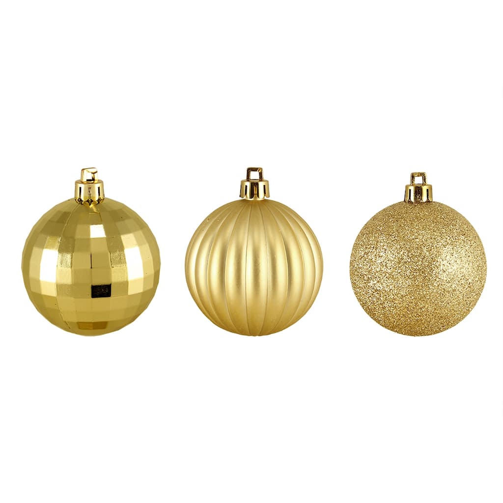 100ct Vegas Gold Shatterproof 3-Finish Christmas Ball Ornaments 2.5"