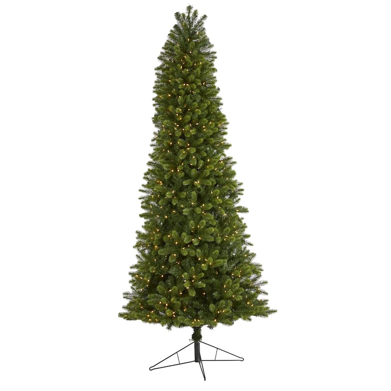 9ft. Slim Spruce Artificial Christmas Tree with 750 Warm White Multifunction LED Lights - Stunning Tall Holiday X-Mas Tree